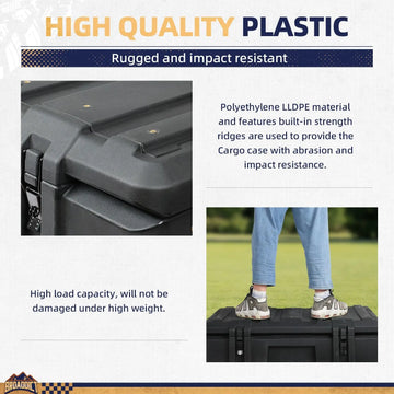MGS 141 Quart Waterproof Cargo Case with Outside & Inside Molle Panel Travel Assist Tires - BROADDICT